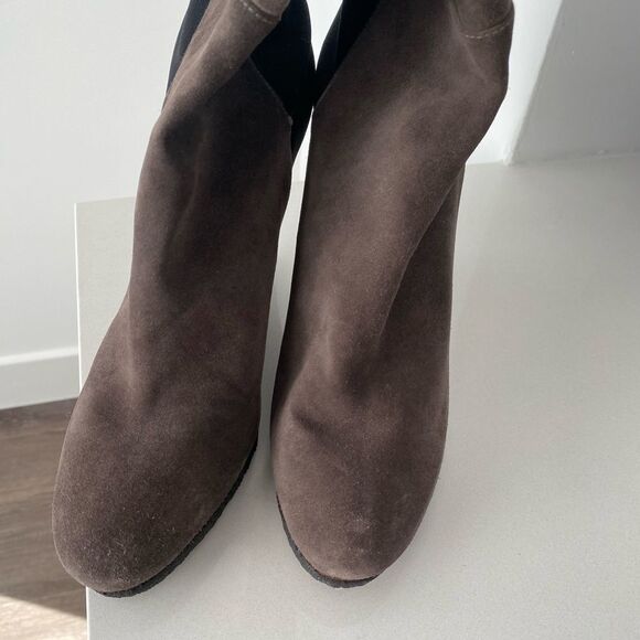 Stuart Weitzman Demiswoon Dark Gray Suede Over the Knee Wedge Boots - Picture 10 of 10